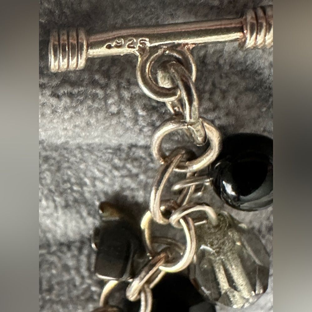 Sterling Silver Charm Bracelet with Genuine Gemstones - Unique Handmade Piece - Picture 11 of 17